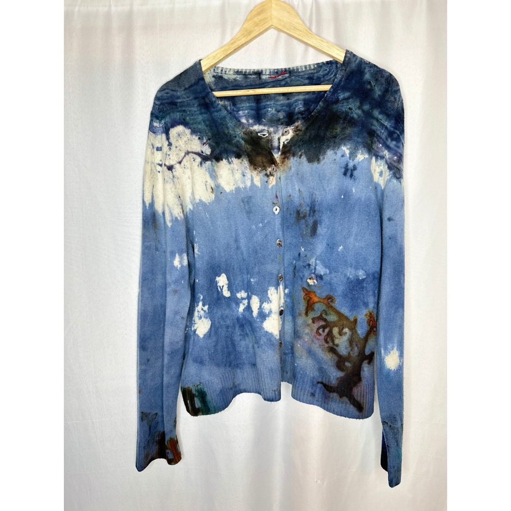 Galadriel Mattei Upcycled Cashmere Cardigan XLARGE Wearable Art Fairy EcoGrunge